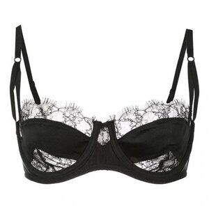 Lace Inset silk balconette bra
